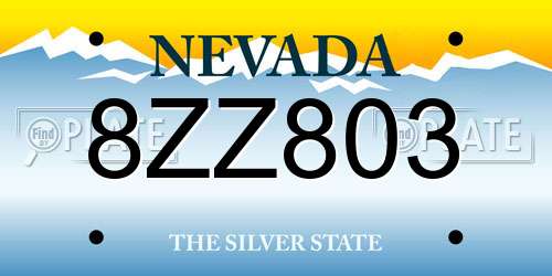 8ZZ803 Nevada License Plate