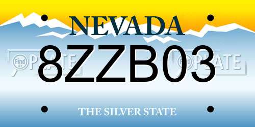 8ZZB03 Nevada License Plate