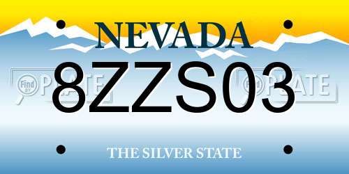 8ZZS03 Nevada License Plate