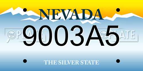 9003A5 Nevada License Plate