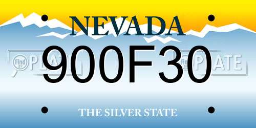 900F30 Nevada License Plate