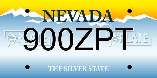 900ZPT Nevada License Plate