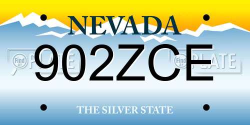 902ZCE Nevada License Plate