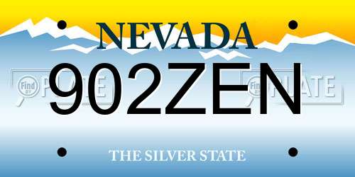 902ZEN Nevada License Plate
