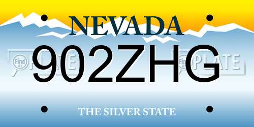 902ZHG Nevada License Plate