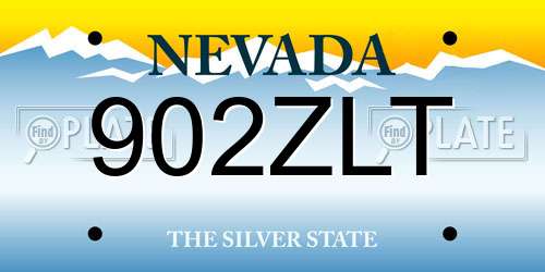 902ZLT Nevada License Plate