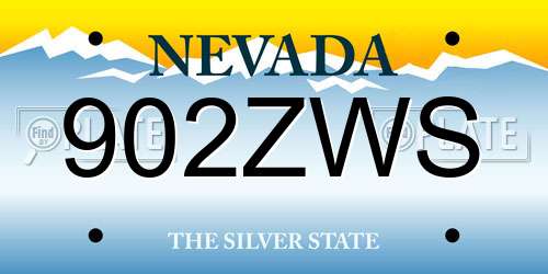 902ZWS Nevada License Plate