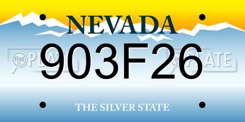 903F26 Nevada License Plate