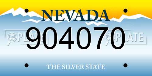 904070 Nevada License Plate