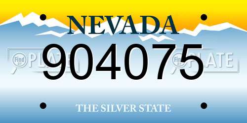 904075 Nevada License Plate