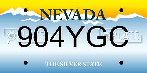 904YGC Nevada License Plate