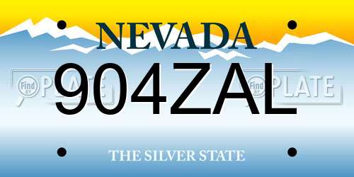 904ZAL Nevada License Plate