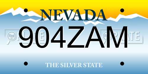 904ZAM Nevada License Plate
