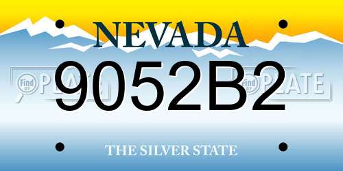 9052B2 Nevada License Plate