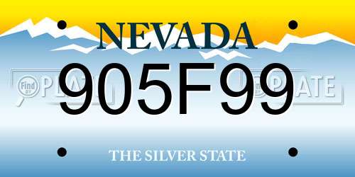 905F99 Nevada License Plate