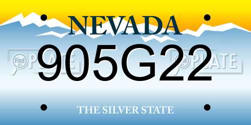 905G22 Nevada License Plate