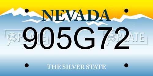 905G72 Nevada License Plate