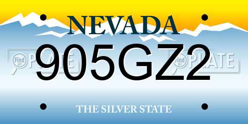 905GZ2 Nevada License Plate