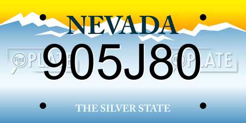 905J80 Nevada License Plate