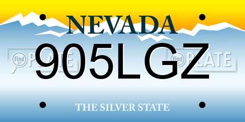 905LGZ Nevada License Plate