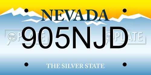 905NJD Nevada License Plate