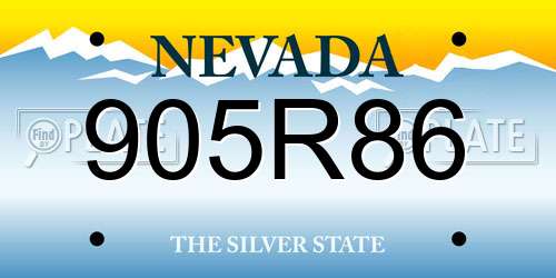 905R86 Nevada License Plate