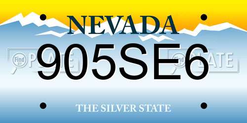 905SE6 Nevada License Plate