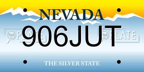 906JUT Nevada License Plate