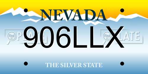 906LLX Nevada License Plate