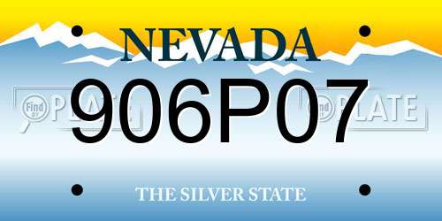 906P07 Nevada License Plate