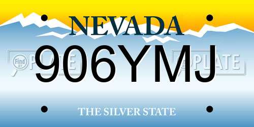 906YMJ Nevada License Plate