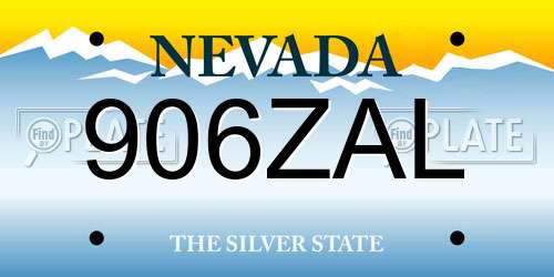 906ZAL Nevada License Plate