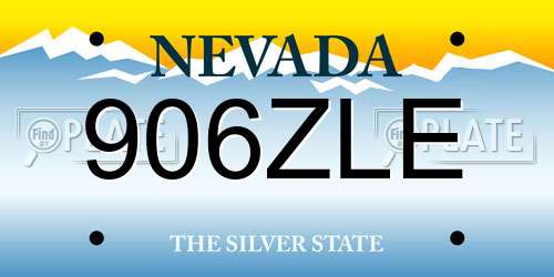 906ZLE Nevada License Plate