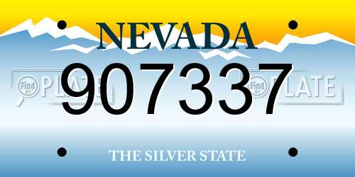 907337 Nevada License Plate