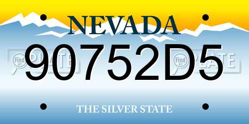 90752D5 Nevada License Plate