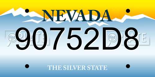 90752D8 Nevada License Plate