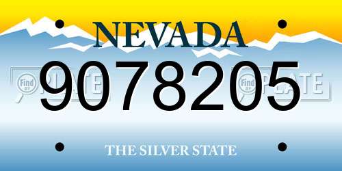 9078205 Nevada License Plate