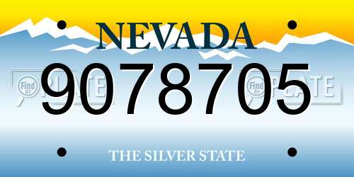 9078705 Nevada License Plate