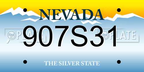 907S31 Nevada License Plate