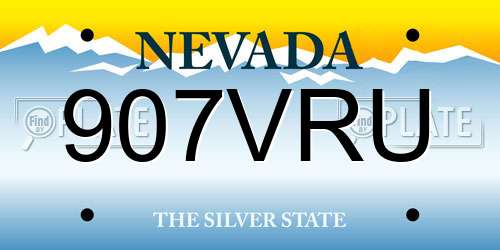 907VRU Nevada License Plate
