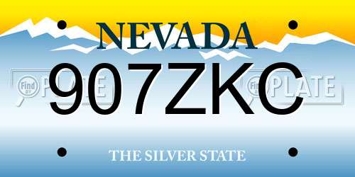 907ZKC Nevada License Plate