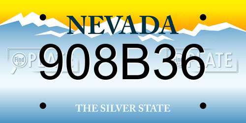 908B36 Nevada License Plate