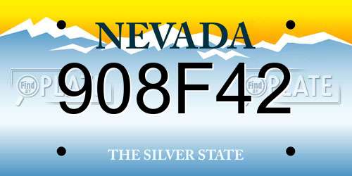 908F42 Nevada License Plate