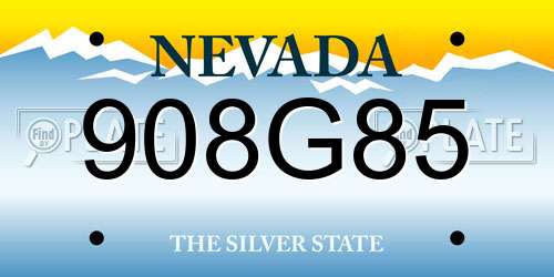908G85 Nevada License Plate