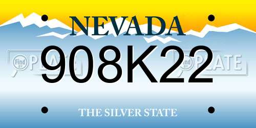 908K22 Nevada License Plate