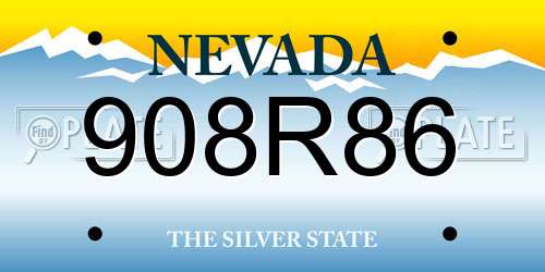 908R86 Nevada License Plate