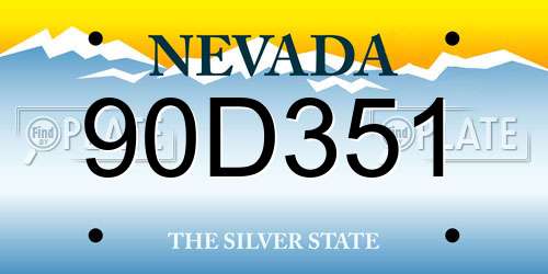 90D351 Nevada License Plate