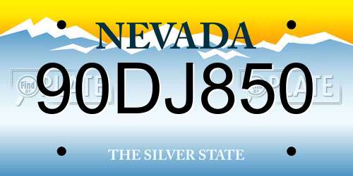 90DJ850 Nevada License Plate