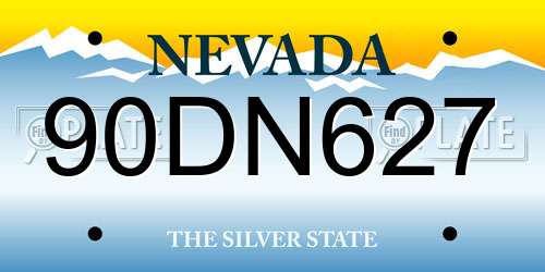 90DN627 Nevada License Plate
