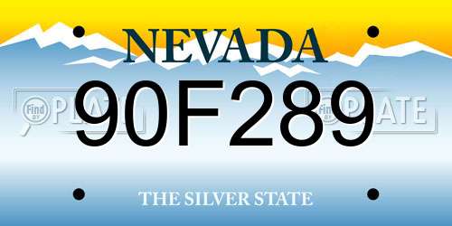 90F289 Nevada License Plate